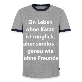 Cadeau pour les amoureux des chats - T-shirt contrasté Homme - gris/marine  - Devant - AI Model Female 172 light (172cm) & AI Model Male 178 light (178cm)