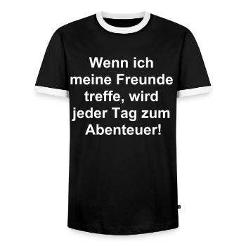 Amitié aventureuse - Cadeau - T-shirt contrasté Homme - noir/blanc - Devant - AI Model Female 172 light (172cm) & AI Model Male 178 light (178cm)