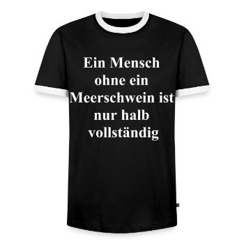 Cadeau cochon d’Inde personnalisé - T-shirt contrasté Homme - noir/blanc - Devant - AI Model Female 172 light (172cm) & AI Model Male 178 light (178cm)