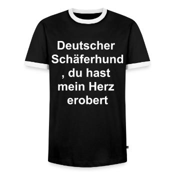 Cadeau pour les amoureux des chiens - T-shirt contrasté Homme - noir/blanc - Devant - AI Model Female 172 light (172cm) & AI Model Male 178 light (178cm)