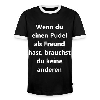 Funny poodle gift for friends - Men's Ringer Shirt - black/white - Front - AI Model Female 172 light (172cm) & AI Model Male 178 light (178cm)
