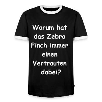 Zebra Finch Geschenk - Männer Kontrast-T-Shirt - Schwarz/Weiß - Vorne - AI Model Female 172 light (172cm) & AI Model Male 178 light (178cm)
