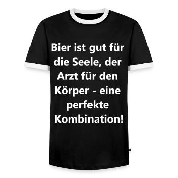 Cadeau corps et âme - T-shirt contrasté Homme - noir/blanc - Devant - AI Model Female 172 light (172cm) & AI Model Male 178 light (178cm)