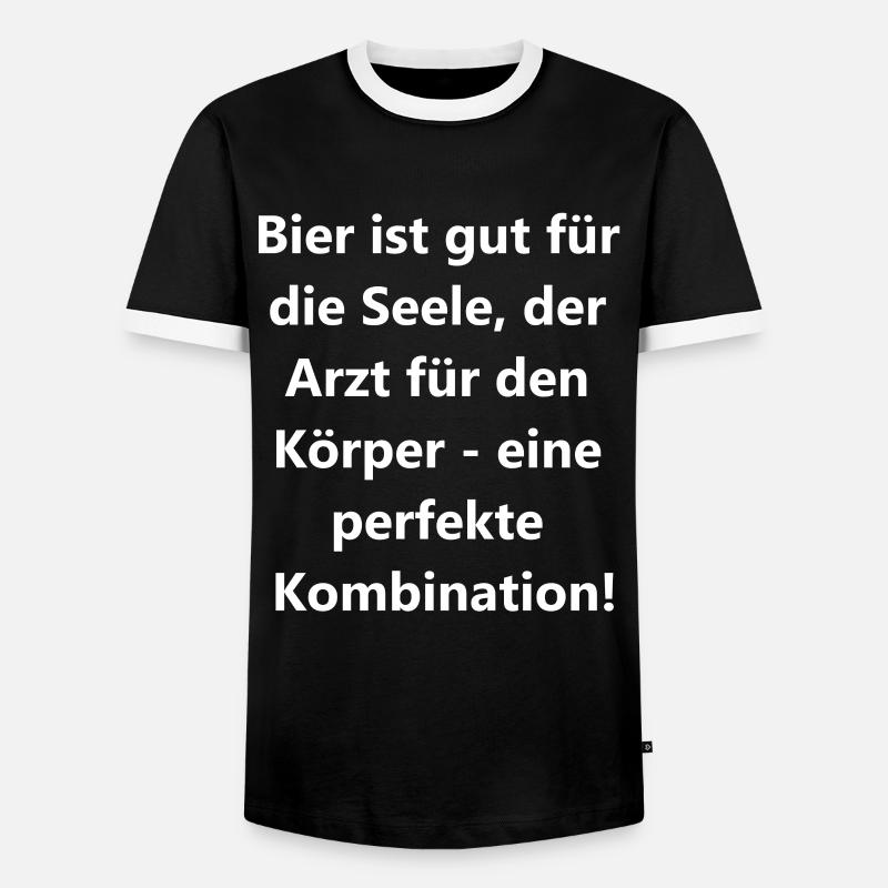 Körper & Seele Geschenk - Männer Kontrast-T-Shirt - Schwarz/Weiß