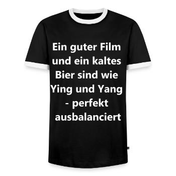 Movie Night Gift - Men's Ringer Shirt - black/white - Front - AI Model Female 172 light (172cm) & AI Model Male 178 light (178cm)