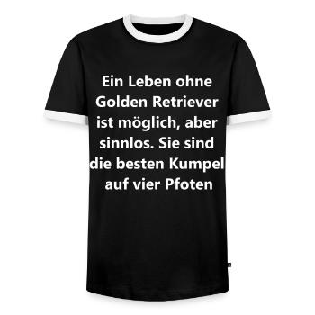 Golden Buddy Geschenk - Männer Kontrast-T-Shirt - Schwarz/Weiß - Vorne - AI Model Female 172 light (172cm) & AI Model Male 178 light (178cm)