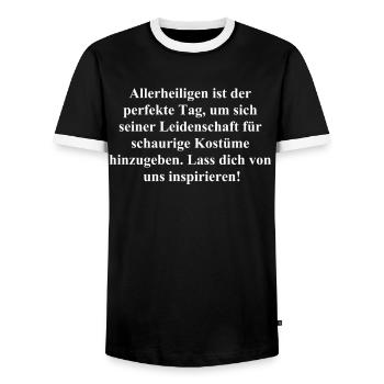Spooky Gift Set - Men's Ringer Shirt - black/white - Front - AI Model Female 172 light (172cm) & AI Model Male 178 light (178cm)