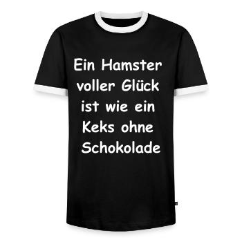 Lucky hamster gift - Men's Ringer Shirt - black/white - Front - AI Model Female 172 light (172cm) & AI Model Male 178 light (178cm)