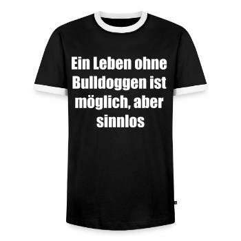 Bulldogs are my lucky charms - Men's Ringer Shirt - black/white - Front - AI Model Female 172 light (172cm) & AI Model Male 178 light (178cm)