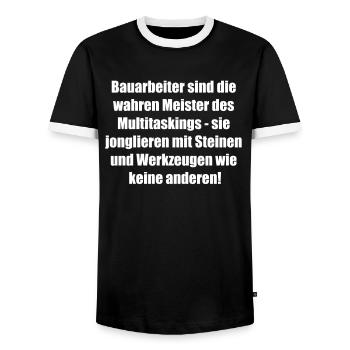 Multitasking Master Gift - Men's Ringer Shirt - black/white - Front - AI Model Female 172 light (172cm) & AI Model Male 178 light (178cm)