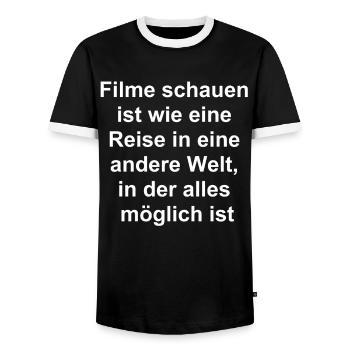Cadeau de soirée cinéma - T-shirt contrasté Homme - noir/blanc - Devant - AI Model Female 172 light (172cm) & AI Model Male 178 light (178cm)