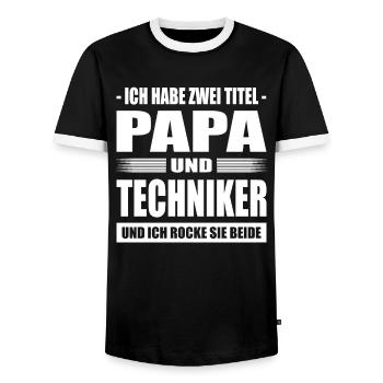 Ich Habe Zwei Titel Papa Und Techniker - Männer Kontrast-T-Shirt - Schwarz/Weiß - Vorne - AI Model Female 172 light (172cm) & AI Model Male 178 light (178cm)