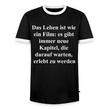 A gift for unforgettable moments - Men's Ringer Shirt - black/white - Front - AI Model Female 172 light (172cm) & AI Model Male 178 light (178cm)