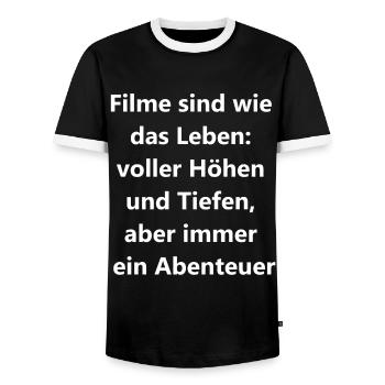 The perfect gift for all movie fans - Men's Ringer Shirt - black/white - Front - AI Model Female 172 light (172cm) & AI Model Male 178 light (178cm)