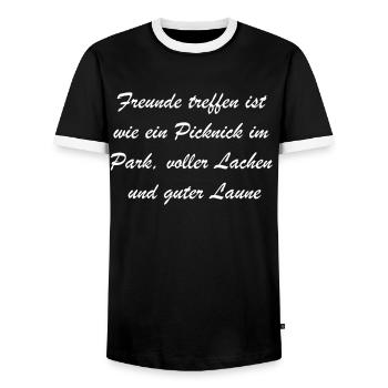Personal gift for your best friends - Men's Ringer Shirt - black/white - Front - AI Model Female 172 light (172cm) & AI Model Male 178 light (178cm)