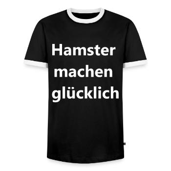 Funny Hamster Gift - Men's Ringer Shirt - black/white - Front - AI Model Female 172 light (172cm) & AI Model Male 178 light (178cm)