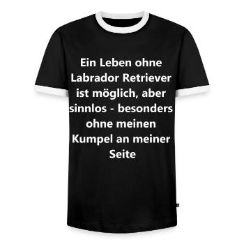 Mon fidèle copain - Pour tous les amoureux du Labrador - T-shirt contrasté Homme - noir/blanc - Devant - AI Model Female 172 light (172cm) & AI Model Male 178 light (178cm)