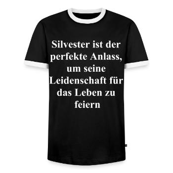Life is a Party Geschenk Silvester - Männer Kontrast-T-Shirt - Schwarz/Weiß - Vorne - AI Model Female 172 light (172cm) & AI Model Male 178 light (178cm)