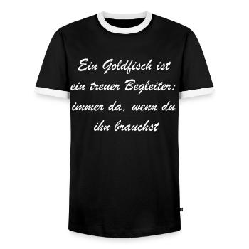 Mein Goldfisch und ich - Männer Kontrast-T-Shirt - Schwarz/Weiß - Vorne - AI Model Female 172 light (172cm) & AI Model Male 178 light (178cm)
