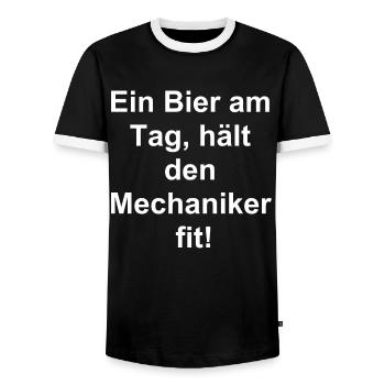 Beer Lover Gift - Men's Ringer Shirt - black/white - Front - AI Model Female 172 light (172cm) & AI Model Male 178 light (178cm)