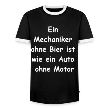 Beer Mechanic Gift - Men's Ringer Shirt - black/white - Front - AI Model Female 172 light (172cm) & AI Model Male 178 light (178cm)