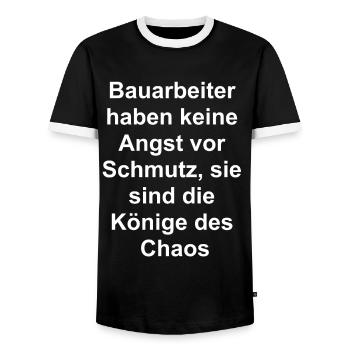 Chaos King Gift - Men's Ringer Shirt - black/white - Front - AI Model Female 172 light (172cm) & AI Model Male 178 light (178cm)