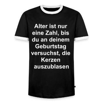 Geburtstagskerzen Geschenk - Männer Kontrast-T-Shirt - Schwarz/Weiß - Vorne - AI Model Female 172 light (172cm) & AI Model Male 178 light (178cm)