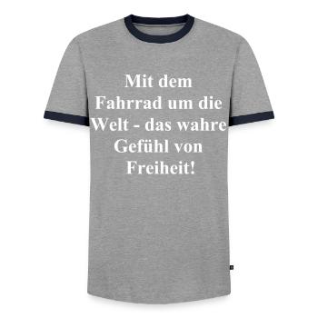 Radler Geschenk - Männer Kontrast-T-Shirt - Grau/Navy  - Vorne - AI Model Female 172 light (172cm) & AI Model Male 178 light (178cm)