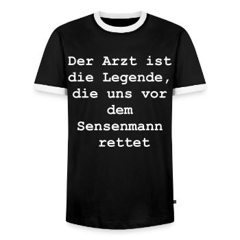 Gift for the Lifesaver - Men's Ringer Shirt - black/white - Front - AI Model Female 172 light (172cm) & AI Model Male 178 light (178cm)