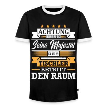 Achtung Seine Majestät Der Tischler Meister - Männer Kontrast-T-Shirt - Schwarz/Weiß - Vorne - AI Model Female 172 light (172cm) & AI Model Male 178 light (178cm)