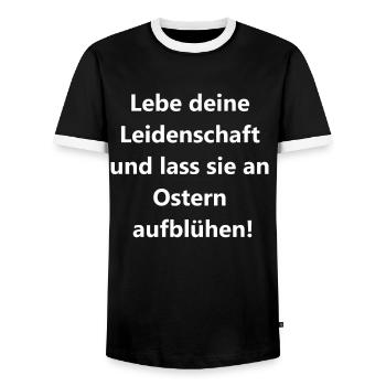 Easter Gift - Men's Ringer Shirt - black/white - Front - AI Model Female 172 light (172cm) & AI Model Male 178 light (178cm)