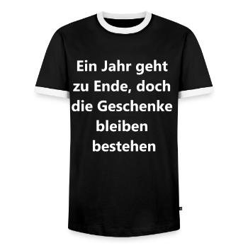 New Year's Eve gift for the whole family - Men's Ringer Shirt - black/white - Front - AI Model Female 172 light (172cm) & AI Model Male 178 light (178cm)