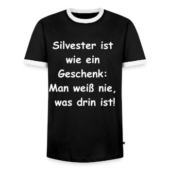 Silvester-Geschenke - Männer Kontrast-T-Shirt - Schwarz/Weiß - Vorne - AI Model Female 172 light (172cm) & AI Model Male 178 light (178cm)