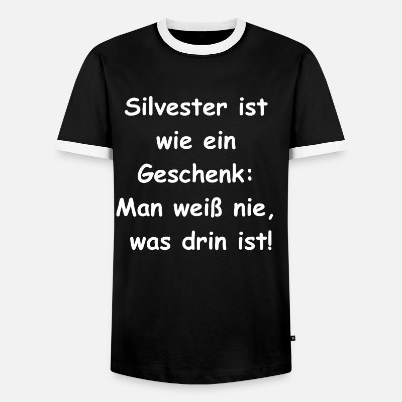 Silvester-Geschenke - Männer Kontrast-T-Shirt - Schwarz/Weiß