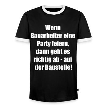 Construction Worker Party Gift - Men's Ringer Shirt - black/white - Front - AI Model Female 172 light (172cm) & AI Model Male 178 light (178cm)