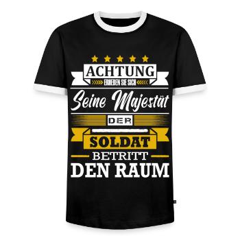 Achtung Seine Majestät Der Soldat Berufssoldat - Männer Kontrast-T-Shirt - Schwarz/Weiß - Vorne - AI Model Female 172 light (172cm) & AI Model Male 178 light (178cm)