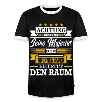 Achtung Seine Majestät Der Brunnenbauer Brunennbau - Männer Kontrast-T-Shirt - Schwarz/Weiß - Vorne - AI Model Female 172 light (172cm) & AI Model Male 178 light (178cm)