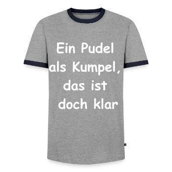 Pudel-Kumpel-Geschenk - Männer Kontrast-T-Shirt - Grau/Navy  - Vorne - AI Model Female 172 light (172cm) & AI Model Male 178 light (178cm)