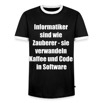 Ein witziges Geschenk für Kaffee Trinker - Männer Kontrast-T-Shirt - Schwarz/Weiß - Vorne - AI Model Female 172 light (172cm) & AI Model Male 178 light (178cm)