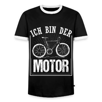 Mountainbike Fahrrad Radsport Ich Bin Der Motor - Männer Kontrast-T-Shirt - Schwarz/Weiß - Vorne - AI Model Female 172 light (172cm) & AI Model Male 178 light (178cm)