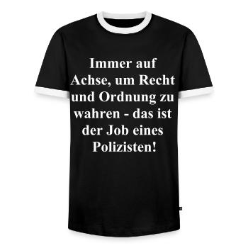 Life as a Policeman Gift - Men's Ringer Shirt - black/white - Front - AI Model Female 172 light (172cm) & AI Model Male 178 light (178cm)