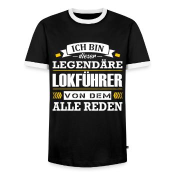 Lokführer Spruch Zugfahrer Zugführer Zug - Männer Kontrast-T-Shirt - Schwarz/Weiß - Vorne - AI Model Female 172 light (172cm) & AI Model Male 178 light (178cm)