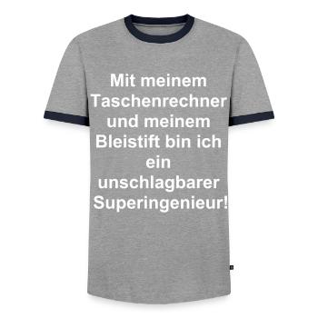 Le combo ultime du succès des super-héros - T-shirt contrasté Homme - gris/marine  - Devant - AI Model Female 172 light (172cm) & AI Model Male 178 light (178cm)