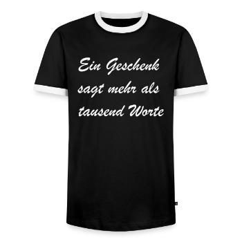Personalized gift - Men's Ringer Shirt - black/white - Front - AI Model Female 172 light (172cm) & AI Model Male 178 light (178cm)