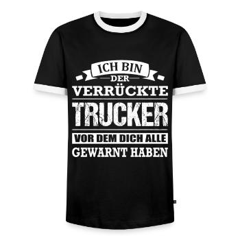 Ich Bin Der Verrückte Trucker LKW-Fahrer Spruch - Männer Kontrast-T-Shirt - Schwarz/Weiß - Vorne - AI Model Female 172 light (172cm) & AI Model Male 178 light (178cm)