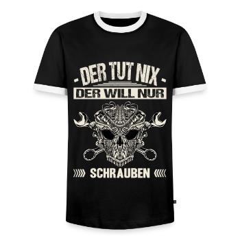Der Tut Nix Der Will Nur Schrauben Autoschrauber - Männer Kontrast-T-Shirt - Schwarz/Weiß - Vorne - AI Model Female 172 light (172cm) & AI Model Male 178 light (178cm)