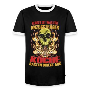 Geduld Ist Was Für Anzugsträger Koch Beikoch - Männer Kontrast-T-Shirt - Schwarz/Weiß - Vorne - AI Model Female 172 light (172cm) & AI Model Male 178 light (178cm)