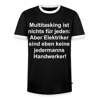 Cadeau multitâche d’électricien - T-shirt contrasté Homme - noir/blanc - Devant - AI Model Female 172 light (172cm) & AI Model Male 178 light (178cm)