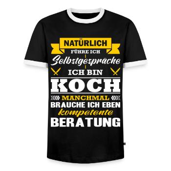 Koch Natürlich Führe Ich Selbstgespräche Beikoch - Männer Kontrast-T-Shirt - Schwarz/Weiß - Vorne - AI Model Female 172 light (172cm) & AI Model Male 178 light (178cm)