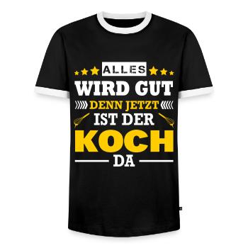 Alles Wird Gut Denn Jetzt Ist Der Koch Da Beikoch - Männer Kontrast-T-Shirt - Schwarz/Weiß - Vorne - AI Model Female 172 light (172cm) & AI Model Male 178 light (178cm)